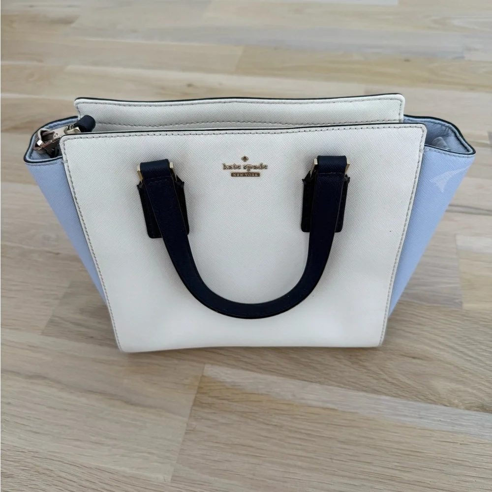 Kate Spade Cream and Light Blue Satchel - Picture 1 of 7